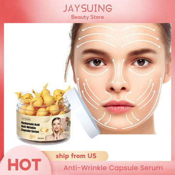 Hyaluronic Acid Anti-Aging Night Face Essence Daily Line Smoothing Skin Care Treatment Fine Lines Anti-Wrinkle Capsule Serum